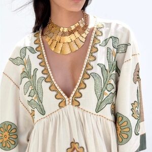 Zara Bohemian Embroidered V-Neck Dress